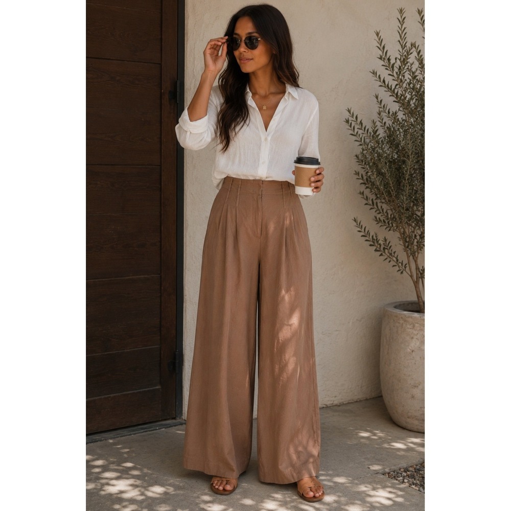 White House Black Market The Wide Leg Pants Taupe Wide Leg Trouser High Rise - 4